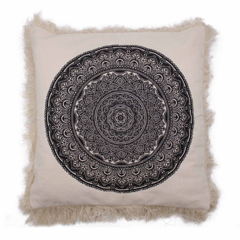 Almofada Mandala Tradicional - 60x60cm - preto-CAPAS DE ALMOFADA-HOSTENATURA