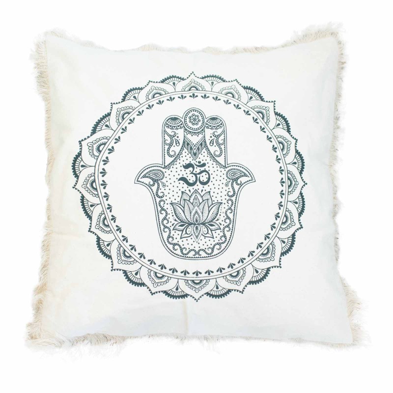 Coixí Hamsa Mandala - 60x60cm - verd-FUNDA COIXINS-HOSTENATURA