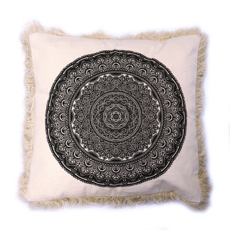 Coixí Mandala Tradicional - 45x45cm - negre-FUNDA COIXINS-HOSTENATURA