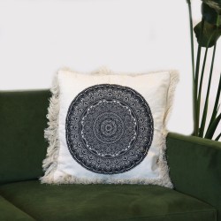 Coixí Mandala Tradicional - 45x45cm - negre