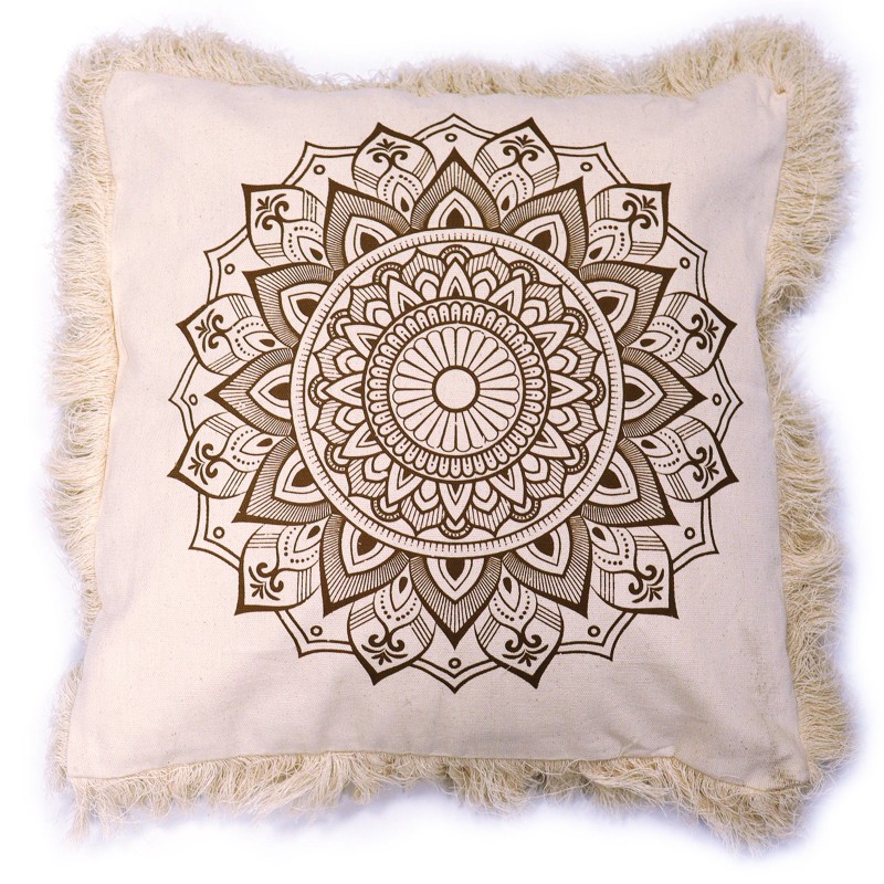 Almofada Lotus Mandala - 45x45cm - bronze-CAPAS DE ALMOFADA-HOSTENATURA