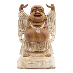 Bouddha Heureux Les Mains en L’Air - Badigeon 40cm