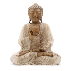 Statua di Buddha imbiancata - Trasmissione dell'insegnamento di 30 cm