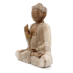 Statua di Buddha imbiancata - Trasmissione dell'insegnamento di 30 cm