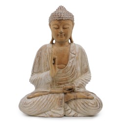 Statua di Buddha imbiancata - Trasmissione dell'insegnamento di 40 cm