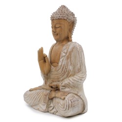 Statua di Buddha imbiancata - Trasmissione dell'insegnamento di 40 cm