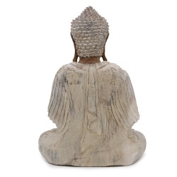 Statua di Buddha imbiancata - Trasmissione dell'insegnamento di 40 cm