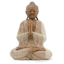 Whitewashed Buddha Statue - 40cm Welcome