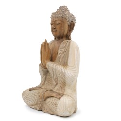 Whitewashed Buddha Statue - 40cm Welcome