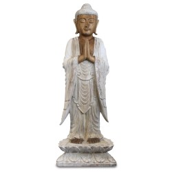 Statua del Buddha in piedi - Imbiancata - 1 m Benvenuto