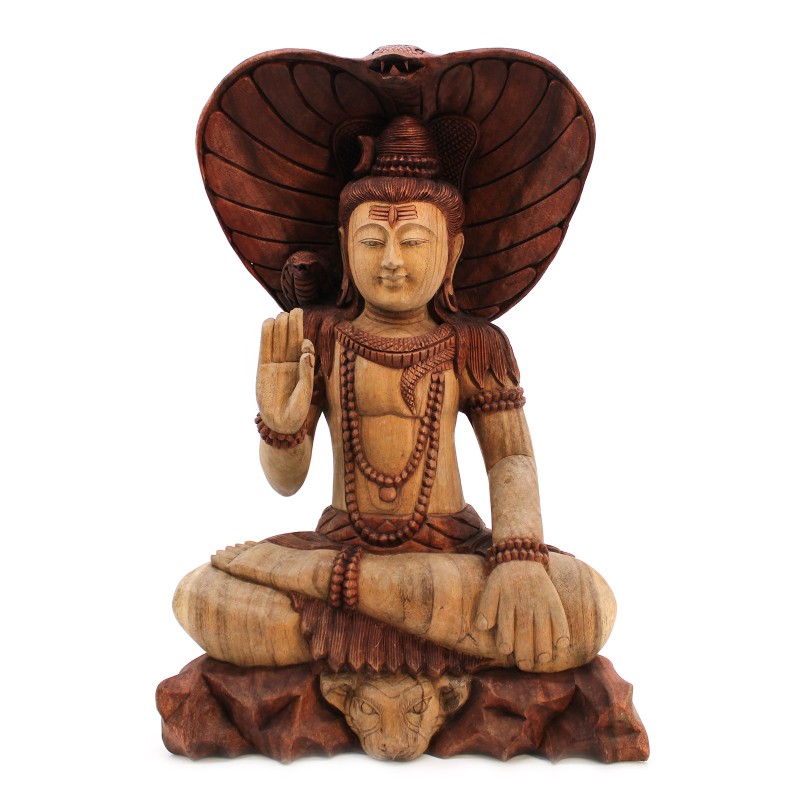 Shiva with Cobra - 50cm-HAND CARVED BUDDHA STATUES-HOSTENATURA