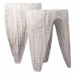 Lot de 2 tables/tabourets imbriqués - Lrg Whitewash