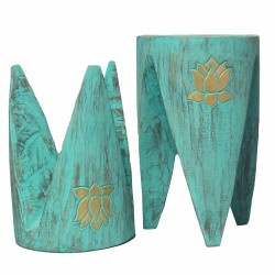 Lot de 2 tables/tabourets imbriqués - Turquoise Lrg