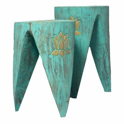 Set van 2 in elkaar grijpende tafels/krukken - Turquoise Lrg