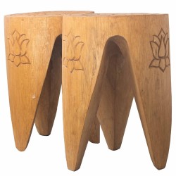 Lot de 2 tables/tabourets imbriqués - Naturel