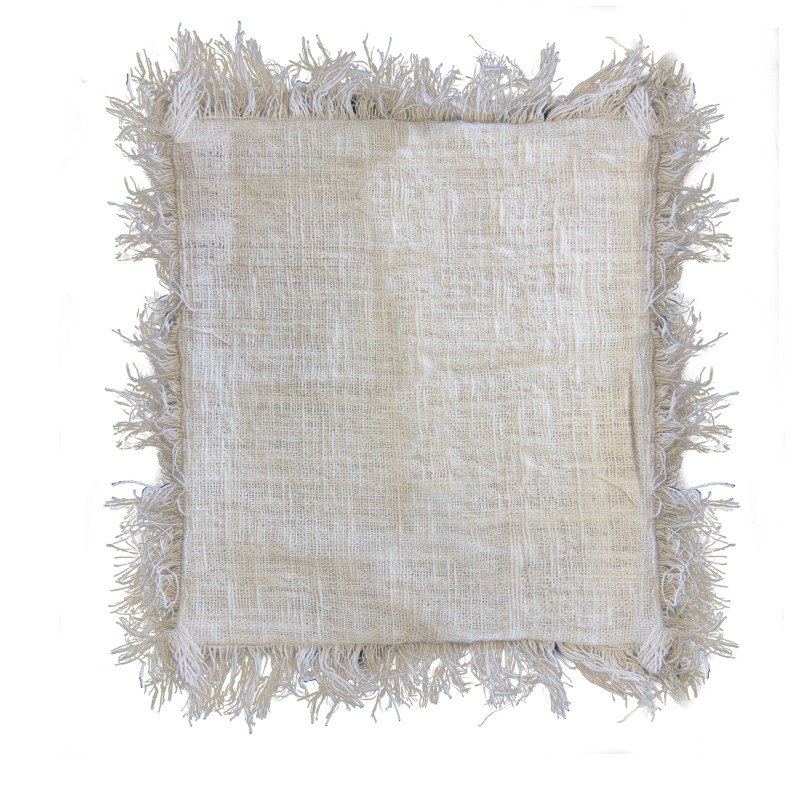 Linen Cushion Cover 60x60cm with Fringes-CUSHION COVER-HOSTENATURA