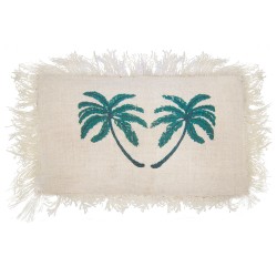 Linen Cushion Cover 30x50 Palm with Fringes