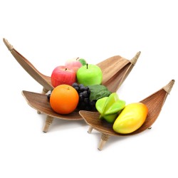 Kokosnussblatt-Obstschalen-Set - Natur