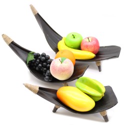 Ensemble de bols à fruits en feuille de cocotier - Chocolat