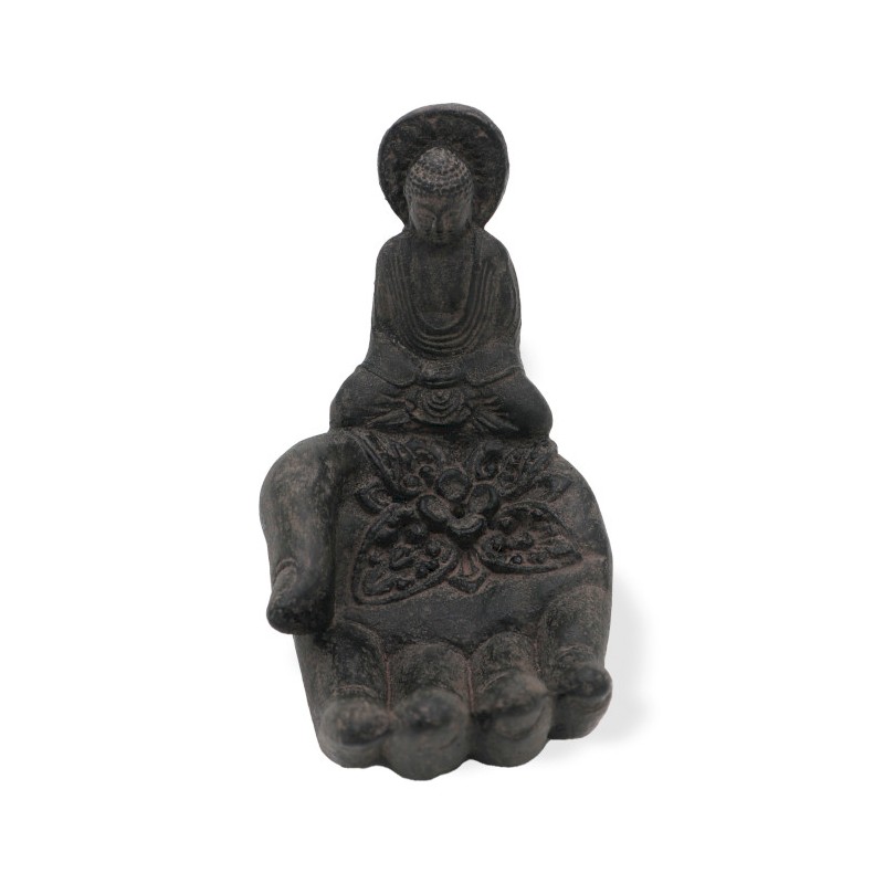 Buddha and Hand Incense Burner - Black-STONE INCENSE HOLDER AND CANDLE HOLDER-HOSTENATURA