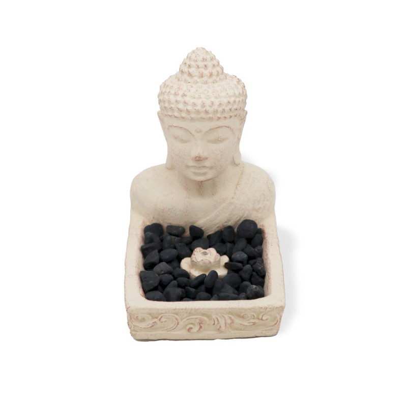 Brûle-Encens Buddha Fengshui - Crème-PORTE-ENCENS ET BOUGIE EN PIERRE-HOSTENATURA