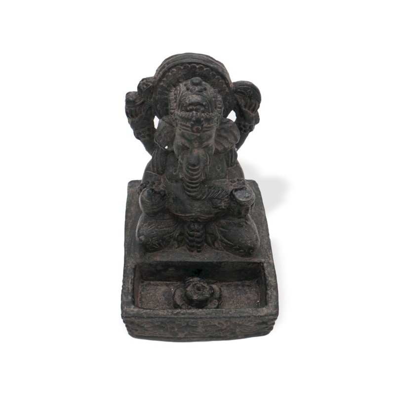 Ganesh Fengshui Incense Burner - Antique Black-STONE INCENSE HOLDER AND CANDLE HOLDER-HOSTENATURA