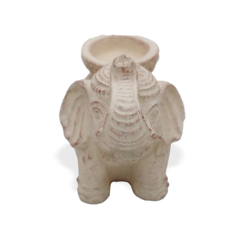 Elephant Incense Burner & Candlestick (cream)-STONE INCENSE HOLDER AND CANDLE HOLDER-HOSTENATURA