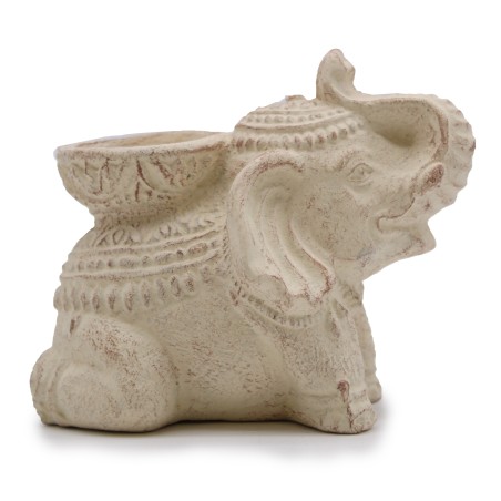 Queimador de Incenso e Castiçal Elefante (creme)