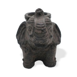 Incense and Elephant Candle Holder - Antique Black