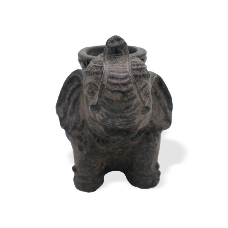 Incense and Elephant Candle Holder - Antique Black-STONE INCENSE HOLDER AND CANDLE HOLDER-HOSTENATURA