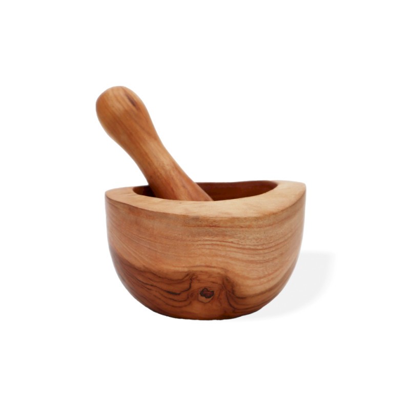 Maja and Teak Wood Mortar - Large-TEAK WOOD MORTAR AND PESTLE-HOSTENATURA