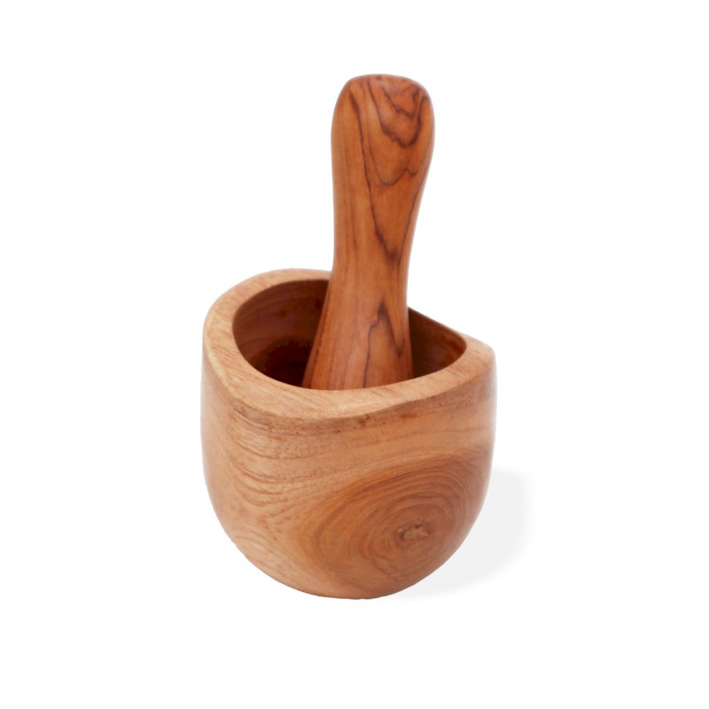 Ergo Teak Small Mortar-TEAK WOOD MORTAR AND PESTLE-HOSTENATURA