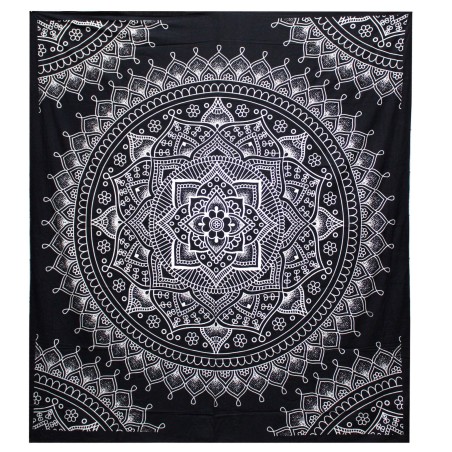 B&W Doppelte Tagesdecke aus Baumwolle + Wandteppich - Lotusblüte