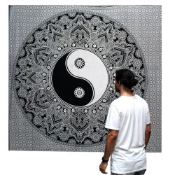 B&N Doppelte Tagesdecke aus Baumwolle + Wandteppich - Ying Yang