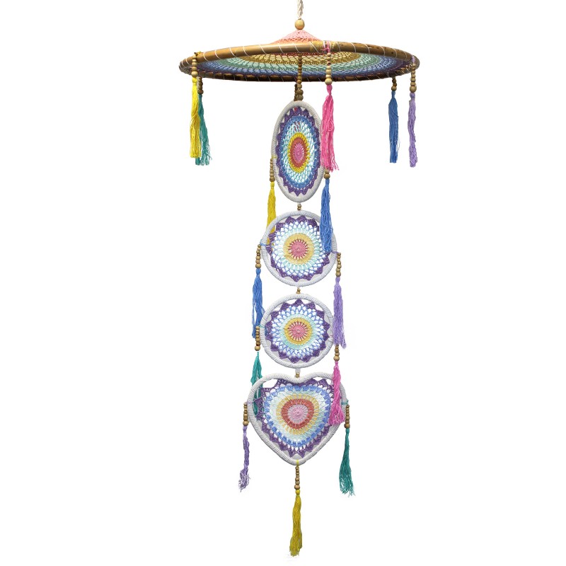 Extra Large Drama Dream Catcher - Curcubeu pastel-BALI DREAM CATCHER-HOSTENATURA