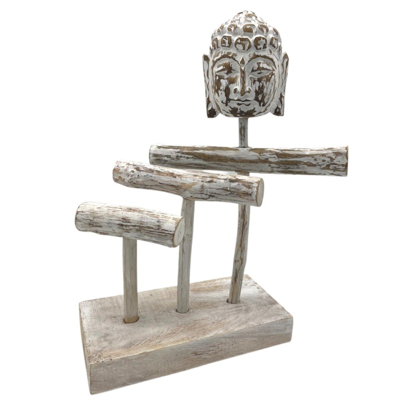 Three Branch Stand & Buddha - Bleached-NATURAL WOOD SUPPORTS-HOSTENATURA