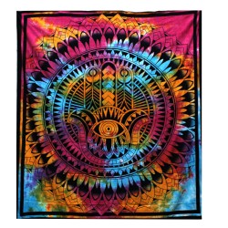 Double Cotton Bedspread + Tapestry - Hamsa