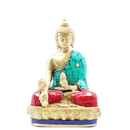 Figurine de Bouddha en laiton - Hand Down - 11,5 cm
