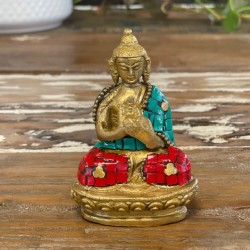 Figura de Buda de latón - Mans arriba - 7,5 cm