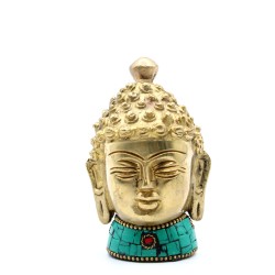 Figura di Buddha in ottone - Testa medica - 8 cm