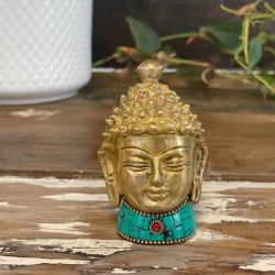 Figura de Buda em latão - Cabeça Med - 8 cm