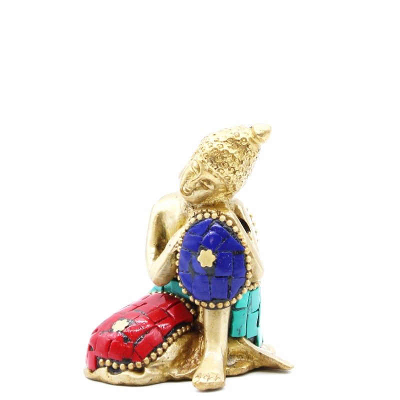 Figura de Buda de Llautó - Pensant - 6.5 cm-ESTÀTUES DE BUDA DE LLAUTÓ-HOSTENATURA