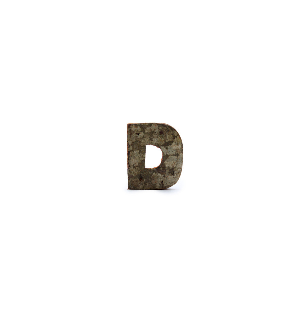 Letra de Corteza Rústica - "D" (12) - Pequeña 7cm