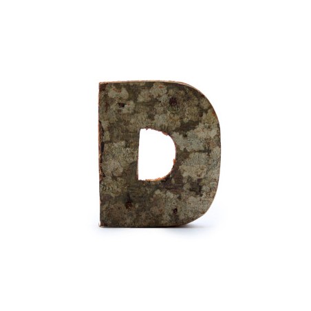 Lettera in corteccia rustica - "D" (12) - Piccola 7 cm