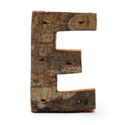 Lettera in corteccia rustica - "E" (12) - Piccola 7 cm