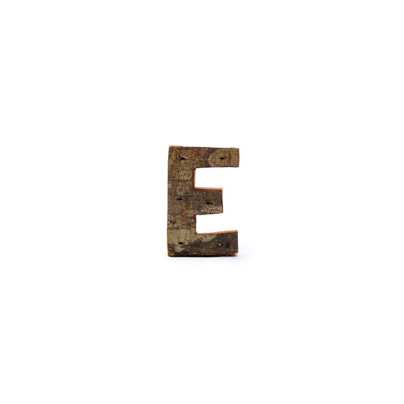 Lettera in corteccia rustica - "E" (12) - Piccola 7 cm-LETTERE IN LEGNO DECORATIVE-HOSTENATURA