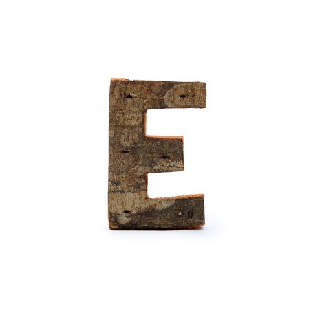 Rustieke schorsletter - "E" (12) - Klein 7 cm
