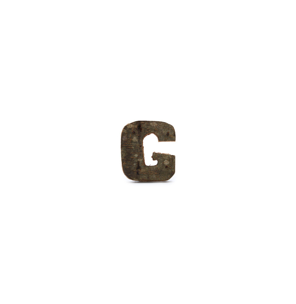 Letra de Corteza Rústica - "G" (12) - Pequeña 7cm