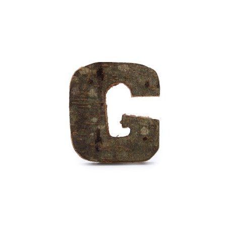 Lettera in corteccia rustica - "G" (12) - Piccola 7 cm
