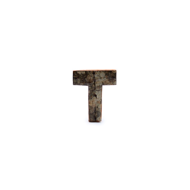 Lettera in corteccia rustica - "T" (12) - Piccola 7 cm-LETTERE IN LEGNO DECORATIVE-HOSTENATURA